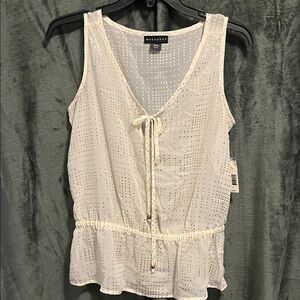 Metaphor Cream Eyelet Tie-Front Blouse